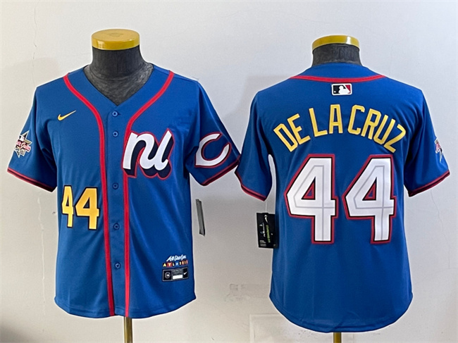 Youth National League #44 Elly De La Cruz Blue 2025 All-Star Edition Limited Stitched Baseball Jersey